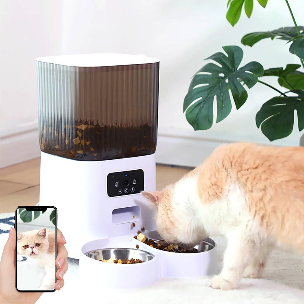 5L Smart Automatic Cat Feeder With Camera & Double Bowls