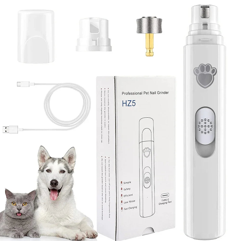 Electric Pet Nail Grinder – USB Rechargeable Trimmer