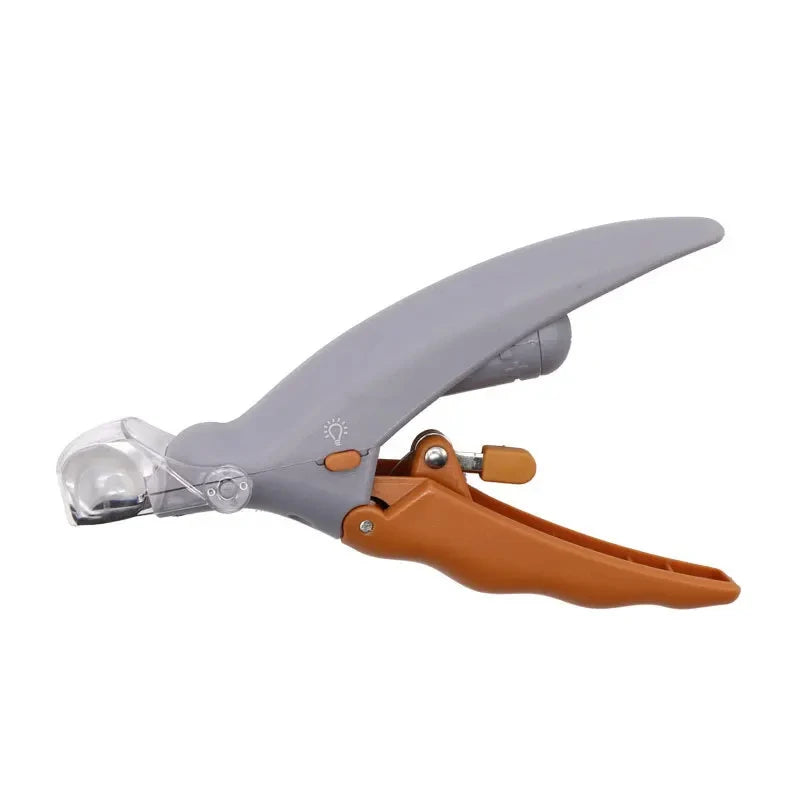 Gardening shears with gray blade and brown handle on a white background