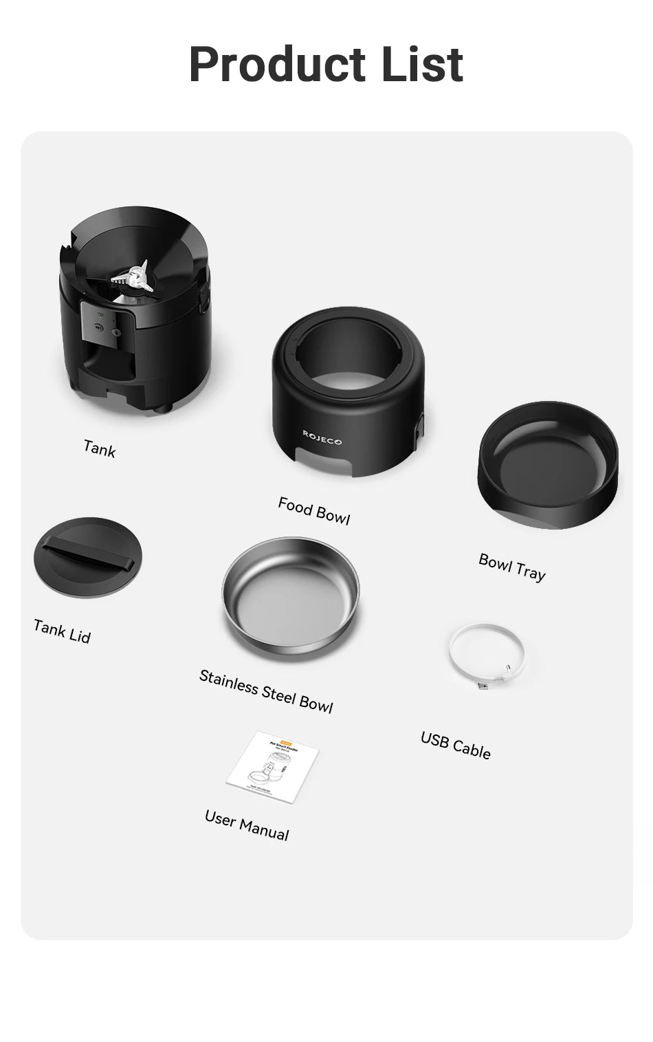 ROJECO 2L Automatic Pet Feeder with Wi-Fi App Control – Smart Cat & Dog Food Dispenser