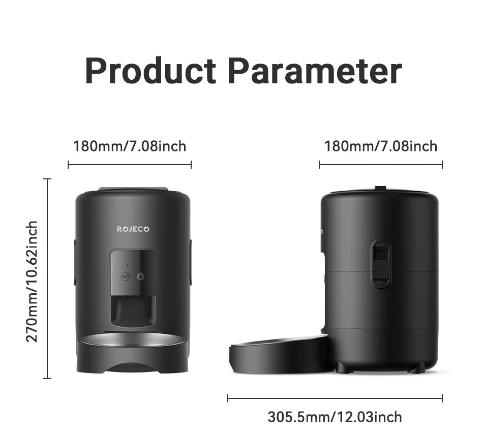 ROJECO 2L Automatic Pet Feeder with Wi-Fi App Control – Smart Cat & Dog Food Dispenser