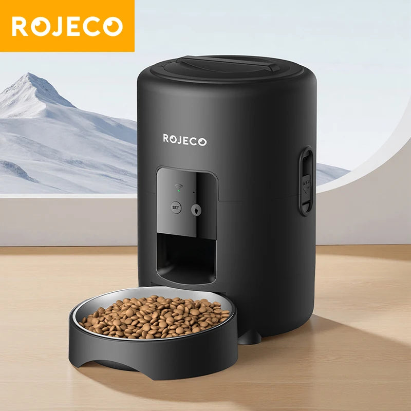 ROJECO 2L Automatic Pet Feeder with Wi-Fi App Control – Smart Cat & Dog Food Dispenser