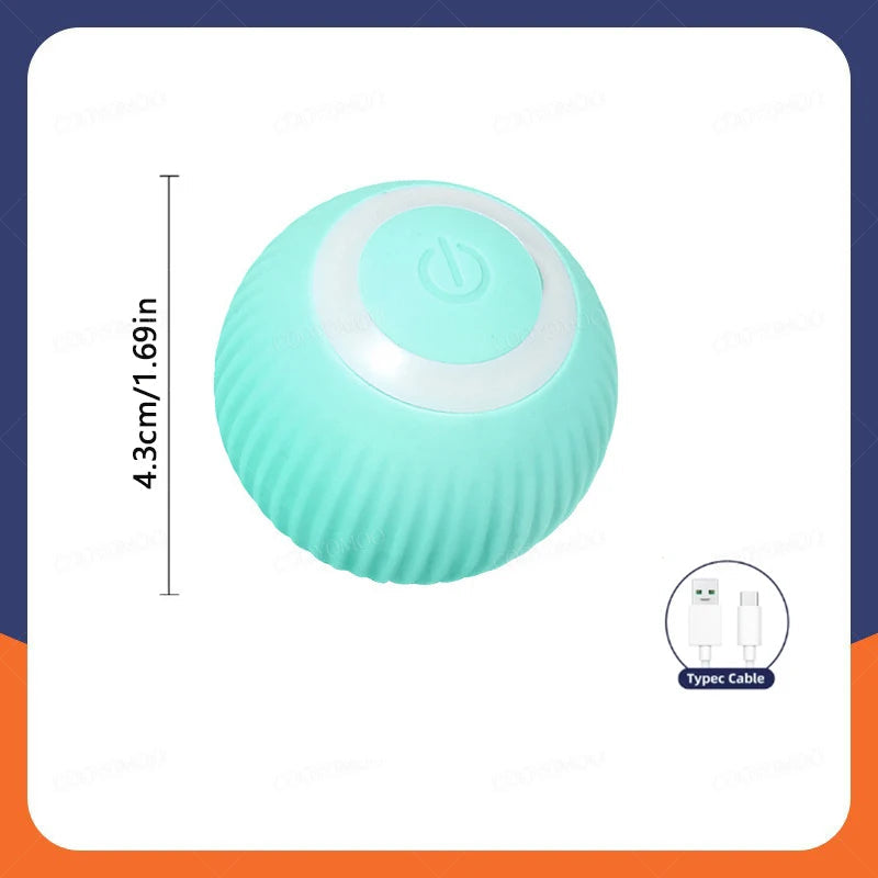 Blue pet jump ball with dimensions on a white background
